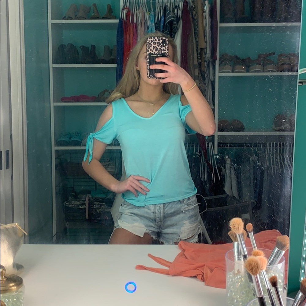 aqua teal shirt